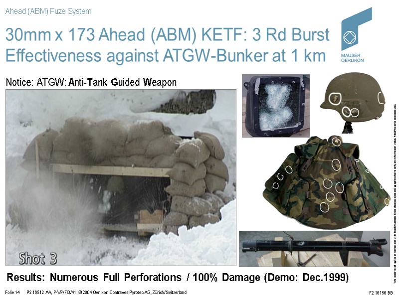 30mm x 173 Ahead (ABM) KETF: 3 Rd Burst Effectiveness against ATGW-Bunker at 1